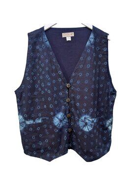 Spirit of Courage Nnamdi Ibenagu Vest Large Oversized Blue Tie Dye Africa Unisex